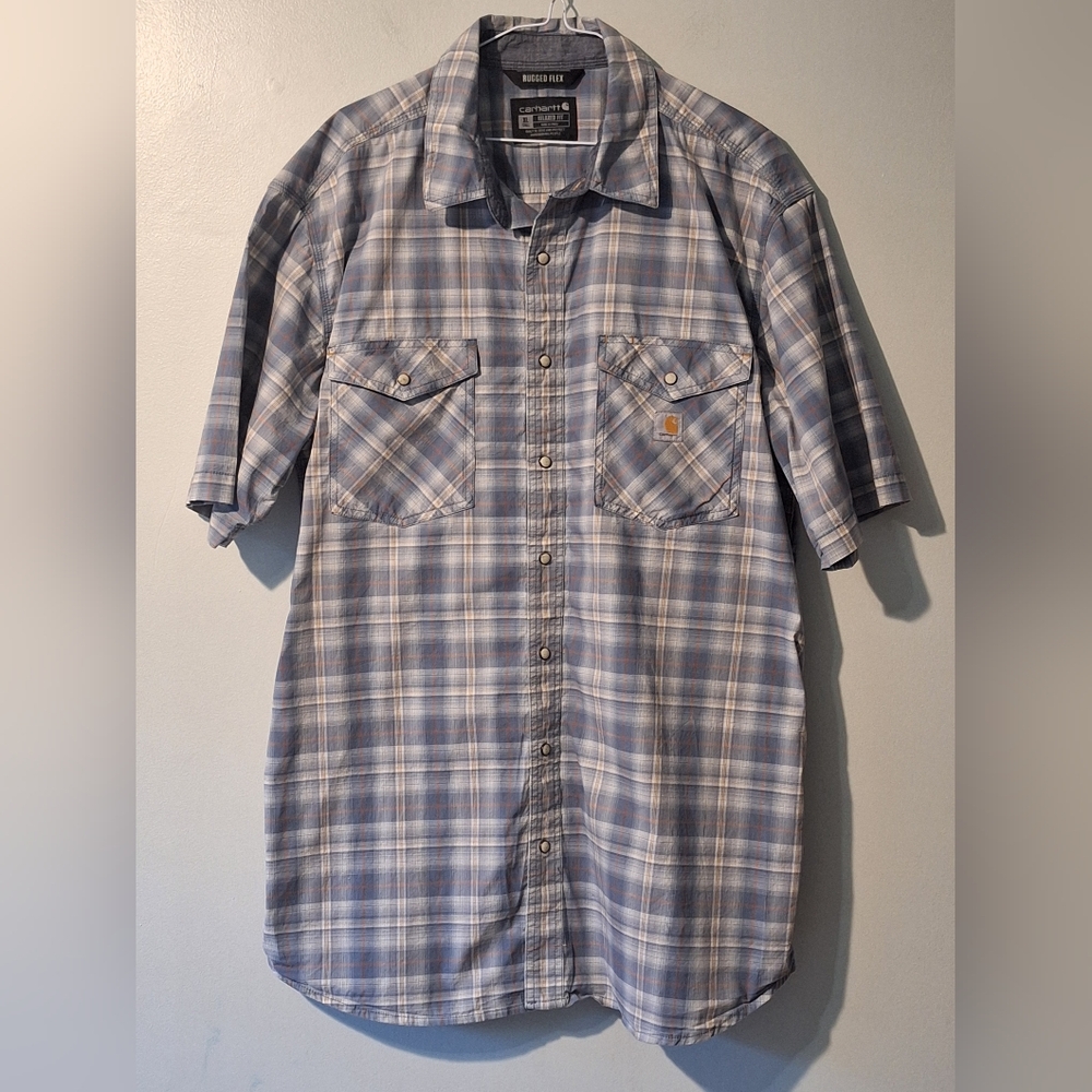 Carhartt Mens Rugged Flex Relaxed Fit Lightweight Snap Front Short Sleeve Shirt